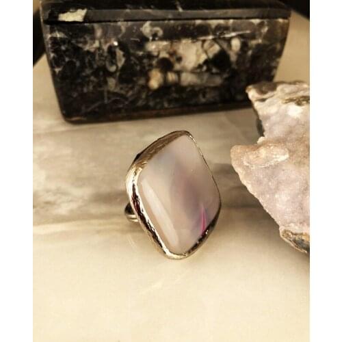 Dr Stone Natural Stone Women 'S Agate Stone adjustable Ring AHL16 439390750