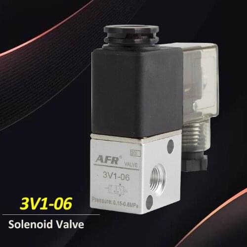 3V1-06 NC Solenoid Valve DC 12V 24V 3 Way 2 Position 1/8 BSP Normally Closed Pneumatic Electric Ball Valve