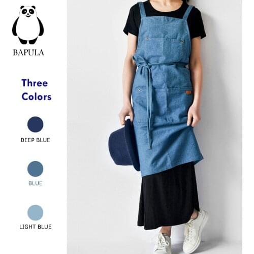 New Adults Apron Adjustable Housekeeping Denim Apron Cooking Accessories for Women Men restaurant coffee milk tea shop work