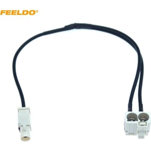 FEELDO 1PC For VW Head Unit FAKRA 2In1 Diversity Resume Convertor Splitter Wire Harness For RNS510 RCD510+ Antenna Radio Adapter
