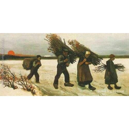 Art for living room wall Wood Gatherers In The Snow by Vincent Van Gogh paintings High Quality Hand painted