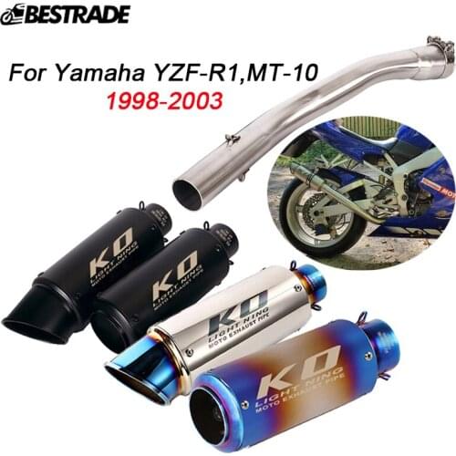 Motorcycyle Exhaust System For Yamaha YZF-R1 MT-10 1998-2003 Exhaust Muffler Pipe Slip On 51mm Middle Link Pipe Stainless Steel