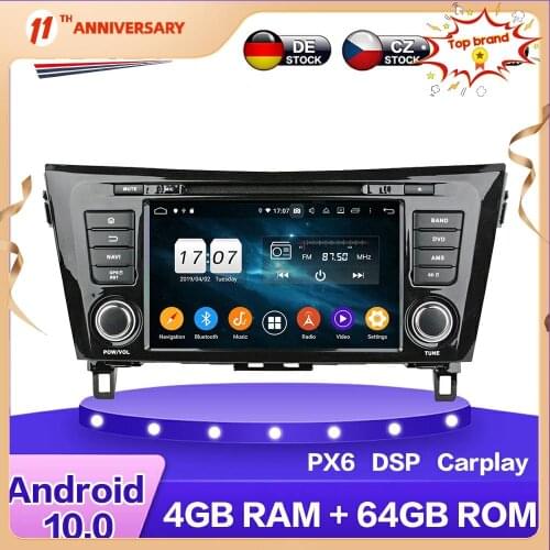 Android 10 Car HD Multimedia DVD Player For Nissan X-TRAIL Qashqai 4G+64GB Auto GPS Navigation Stereo radio Headunit DSP Carplay