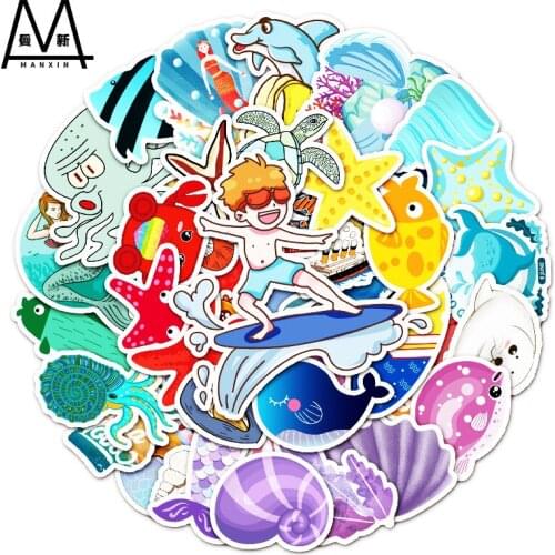 3 Sets = 150PCS Ins Wind Ocean Series Stickers Water Cup Computer Luggage Graffiti Stickers
