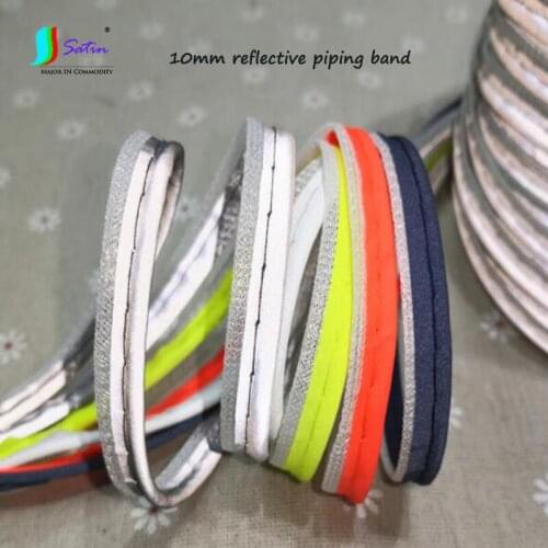 Wholesale High Quality 10mm Candy Colorful Reflective Piping Band DIY Backpack Pillow Dress Clothes Lace Decorative Edging Strip