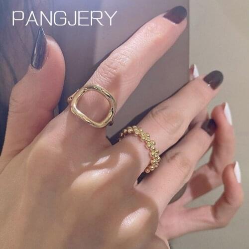 PANGJERY 925 Sterling Silver Rings for Charm Women INS Fashion Exquisite Elegant Geometric Small Ball Party Fine Jewelry Gifts