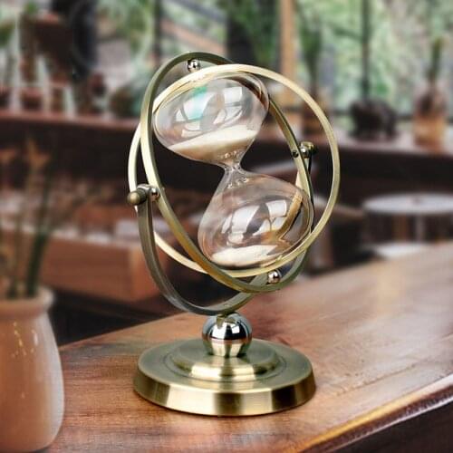 European Retro Globe hourglass Sand timer Metal hour glass 15/30 Minutes Time Hourglass Clock household items Desktop Decoration