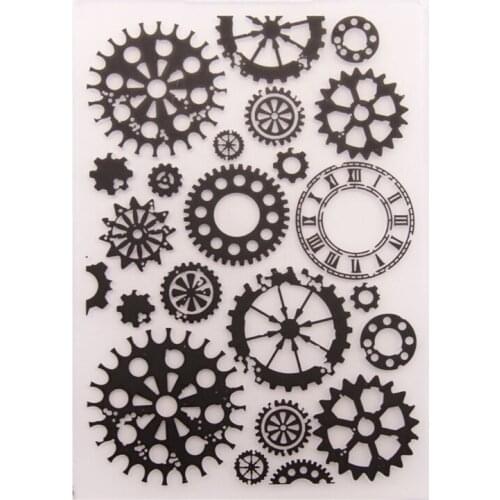 Plastic Gear Embossing Folders for Papers Photo Album Card Making Supplies Scrapbooking Template Rectangle 14.8cm x 10.5cm, 1 Pc