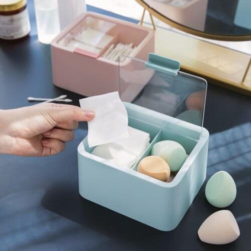 Plastic cosmetic storage box bathroom desktop storage box jewelry sundries container portable household cotton swab storage box