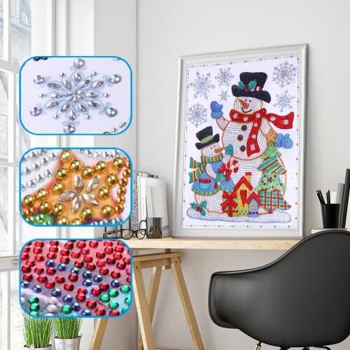 5D DIY Special Shaped Diamond Painting Christmas Snowman Embroidery Mosaic Kits Bedroom Living Room Hotel Decor Approx 30*40cm