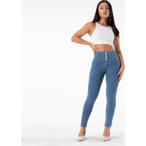 Shascullfites gym and shaping Extra Stretch Skinny Jeans Leggings Blue Denim Yoga Tights Bum Lifting High Rise Four Buttons