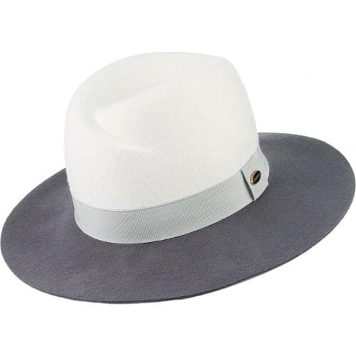 Lady European American Wool Fedoras Hat British Two-color Splicing Wool Vortex Top Flat Eave Cap Women Banquet Party Caps H7192