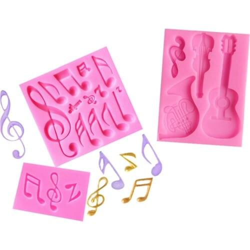 Music Score Music Note Guitar Silicone Mold DIY Cake Chocolate Decoration Tool Clay Candy Gum Mold Kitchen Gadgets