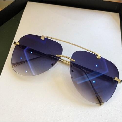 2020 Vintage rimless alloy aviation pilot sunglasses for men brand gradient sunglasses female metal oversize oval shades UV