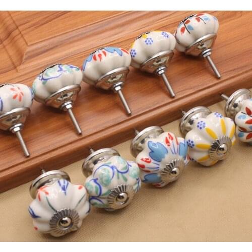 Vintage Handle & Knob Ceramic Cabinet Knobs and Handles China Flower Furniture Hardware