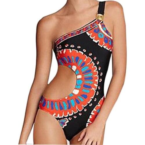 #Z25 2020 Sexy One Piece Swimsuit Push Up Swimwear Women Monokini Single Shoulder Swimsuit Bodysuit Bathing Suit Swim Wear