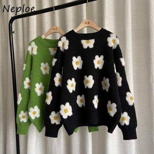 3D Flower Appliques Sweater Women 2021 New Autumn Winter Outer Wear Knitted Pullovers Femme Japanese Style Knit Tops