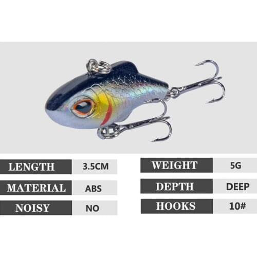 10# With Hook 3D Simulation Eyes 9Colors 3.5cm/5g Artificial Sequins VIB Sea Fishing Lure Plastic Hard Bait Wobbler Bionic Bait