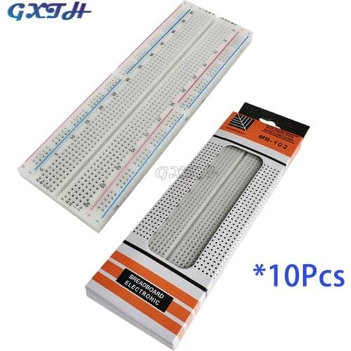 10pcs MB-102 Breadboard 830 Point Solderless Universal Prototype Test Develop for Arduino