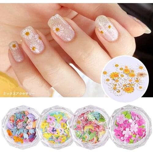 100 Pcs Mixed Sequin 3D Nail Art Decoration Fish Bird Daisy Flower Leaf Letter Diamond Design Glitter Sticker Manicure Accessory