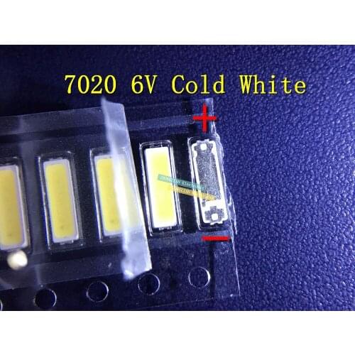 1000PCS/Lot SMD 7020 LED 6V Cold White 160mA 80LM For TV/LCD Back light LED
