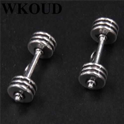 WKOUD 15pcs Silver Plated fitness dumbbell series alloy pendants, suitable for necklace, earring, DIY Findings
