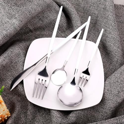 5-24-30Pcs/Sets Dinnerware Kitchen Utensils Cutlery Lunch Dishes Complete Dinner Spoons Fork Knife Tableware Stainless Steel