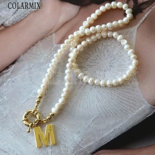 5 strands Pearl necklace Letters pendants pearl necklace for women choose the letters you like in message 9749