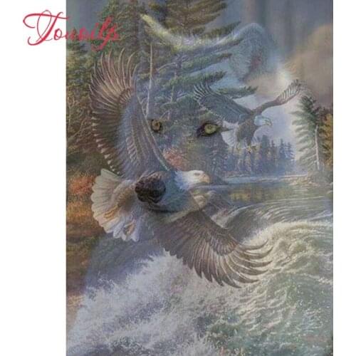 5d Diamond Painting"Waterfall eagle wolf"Diamond Embroidery Full Square&round Cross Stitch Rhinestone Mosaic Painting wedding
