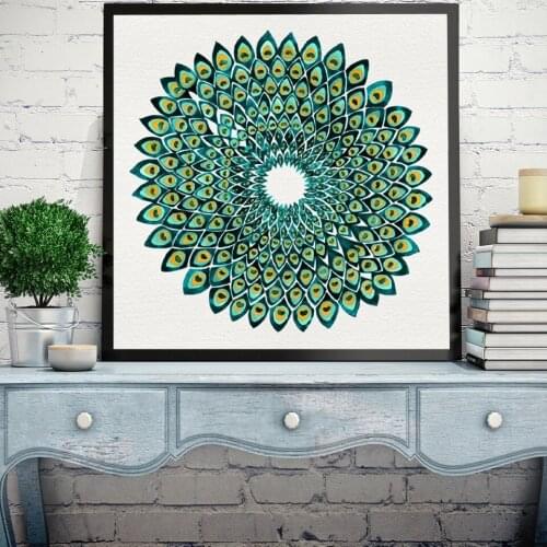 Abstract Mandala Peacock Wall Posters And Prints Large Size Bright Color Modern Canvas Painting Cuadro Pictures Home Decoration