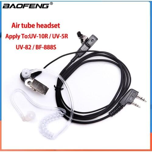 Baofeng walkie-talkie air tube headset 2-pin PTT transparent headset microphone K port is suitable for UV10R uv5R UV82 BF-88S