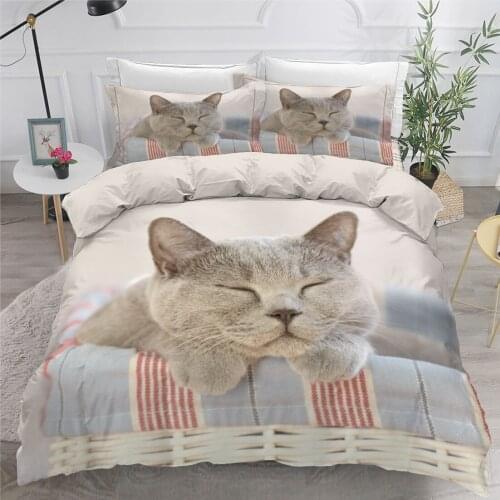 Pets Duvet Cover Set Bedding Sets Comforter Case and Pillowcase Full Twin Single Double Size 3D Cat Bed Linen