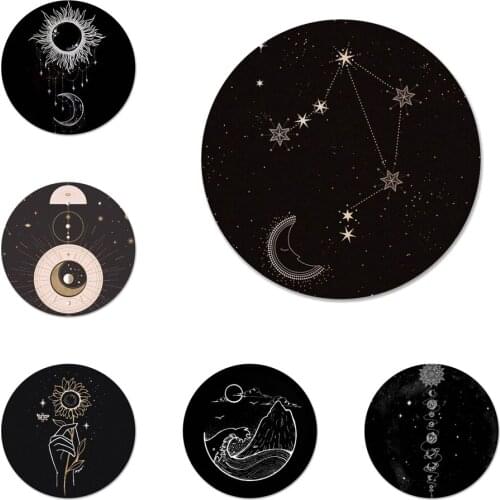 Art Sun Flower Cat Moon Badge Brooch Pin Accessories For Clothes Backpack Decoration gift