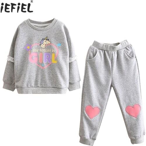 Kids Girls Outfits Autumn Winter Casual Fashion Cute Sweatshirt Long Pants Children Clothes Tracksuits For Girls Clothing Set