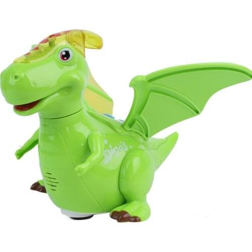 Kids 360 Rotation Electric Walking Dinosaur LED Light Music Car Educational Toy