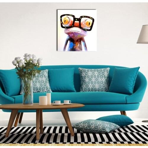 Nordic Decor Canvas Painting Cute Big Head Glasses Frog Poster Print Wall Art Picture For Living Room Home Decoration