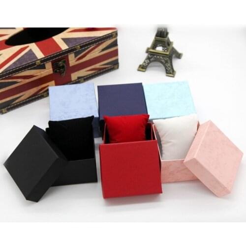 Wholesale 3 Color Cardboard Watch Box Bracelet Jewelry Box Man Watch Gift Boxes Showed Case 8*8*5cm