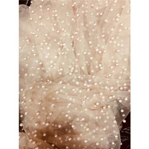 Hot sales fashion design JRB-80901 african lace fabric with full beads Newest embroidered tulle lace fabric rose gold and gold