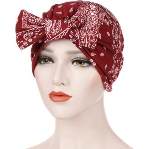 Fashion Women Muslim Hat Cotton Turban hat Flower Head Cancer Chemo Beanie Scarf Wrap Cap Skullies Beanies Bowknot Detachable