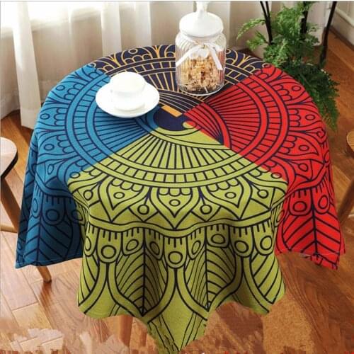 Fashion Element Bohemia Style Cotton&Linen Round Table Cloth Home Decorative Square Coffee Table Cover 90*90cm