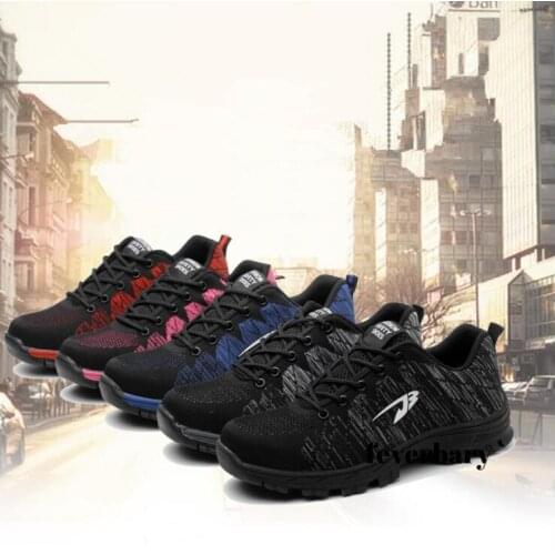 Feverbary Air Mesh Steel Toe Work Shoes Men Women Shoes Indestructible Safety Shoes Anti Piercing Work Safety Boots Men