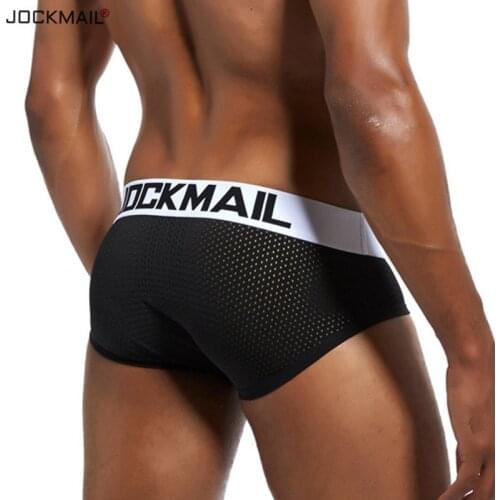 Mens Sexy Briefs Black White Cotton Nylon Synthetic Mesh Sports Pants for Hot Sale Jockmail Underwear 2PCS