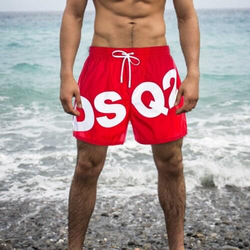 Summer New Mens Casual Trend Loose Quick-drying Beach Shorts Five-point Drawstring Trunks Printed Short Pants Sports Sweatpants