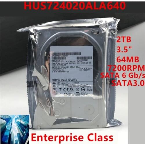 New HDD For Hgst Brand 2TB 3.5" SATA 6 Gb/s 64MB 7200RPM For Internal Hard Disk For Enterprise Class HDD For HUS724020ALA640