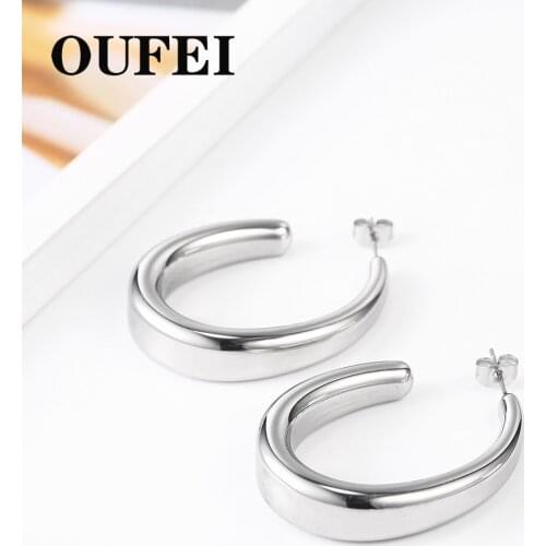 OUFEI Hoop Earrings Set Stainless Steel For Women 2019 Fashion Dangling Earrings For Women Korean Earrings Jewelry Accessories