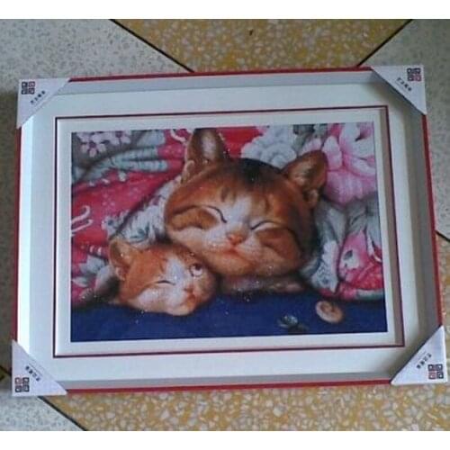 Popular Embroidery Cat Under the Quilt Counted Cross Stitch Sampler Kits with 100% Cotton Flosses & Free Shipping for Wall Decor