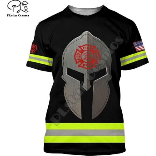 PLstar Cosmos Amazing Cool Firefighter 3D Print Fashion Summer T-Shirts Flag Short-Sleeve Tee Men/Women Casual Streetwear Q52