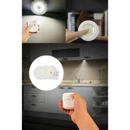 Remote Controlled Easy Use Adhesive Wireless Battery Led 3 Spot Lamp - Home Appliances
