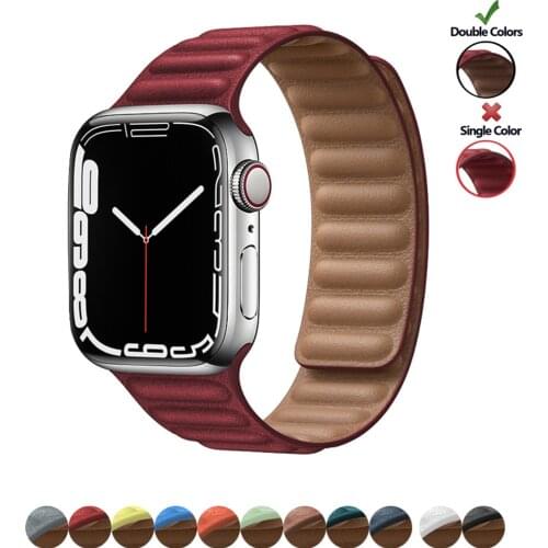 Leather Link strap for apple watch band 44mm 40mm 42mm 38mm Magnetic Loop Original 1：1 iwatch apple watch 6/5/4/3/2/1/SE 44 mm