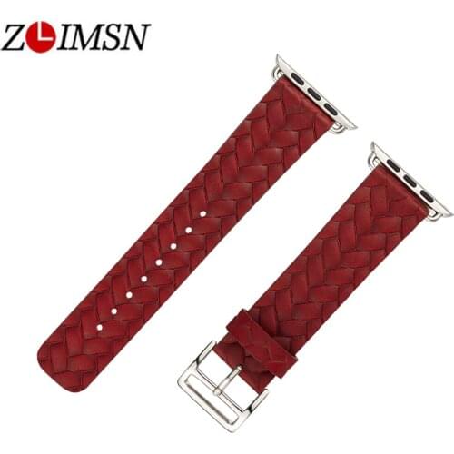 ZLIMSN Personality Genuine Leather Strap Woven Pattern Applicable For Apple 42mm 38mm For Apple Watch Series 4 3 2 1 iWatch